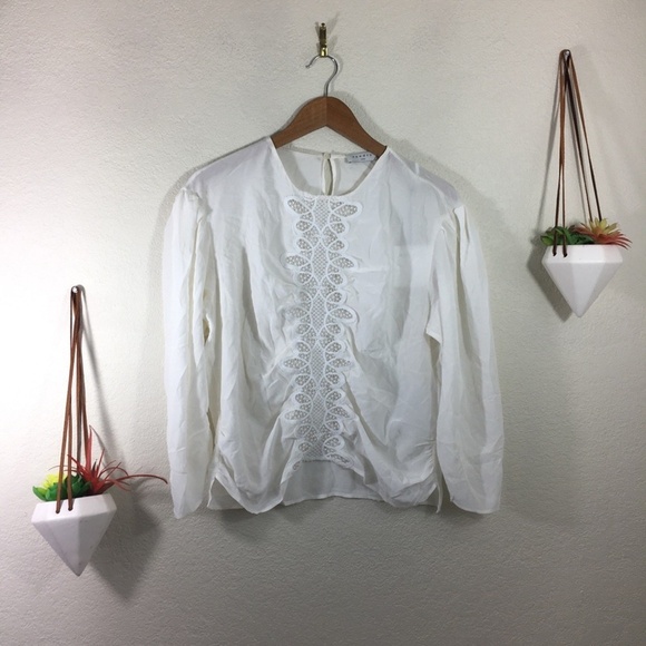 NWT Sandro Antonin white silk floral sheer blouse - Picture 1 of 12